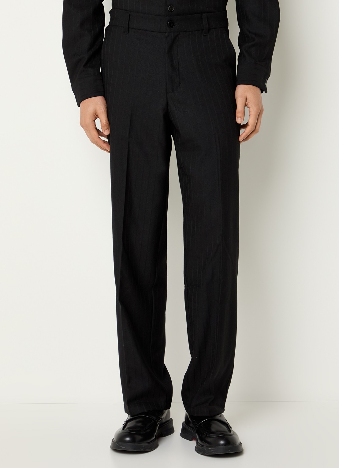 SAMSØE SAMSØE Noah straight fit pantalon in wolblend met steekzakken - detail 2 zwart