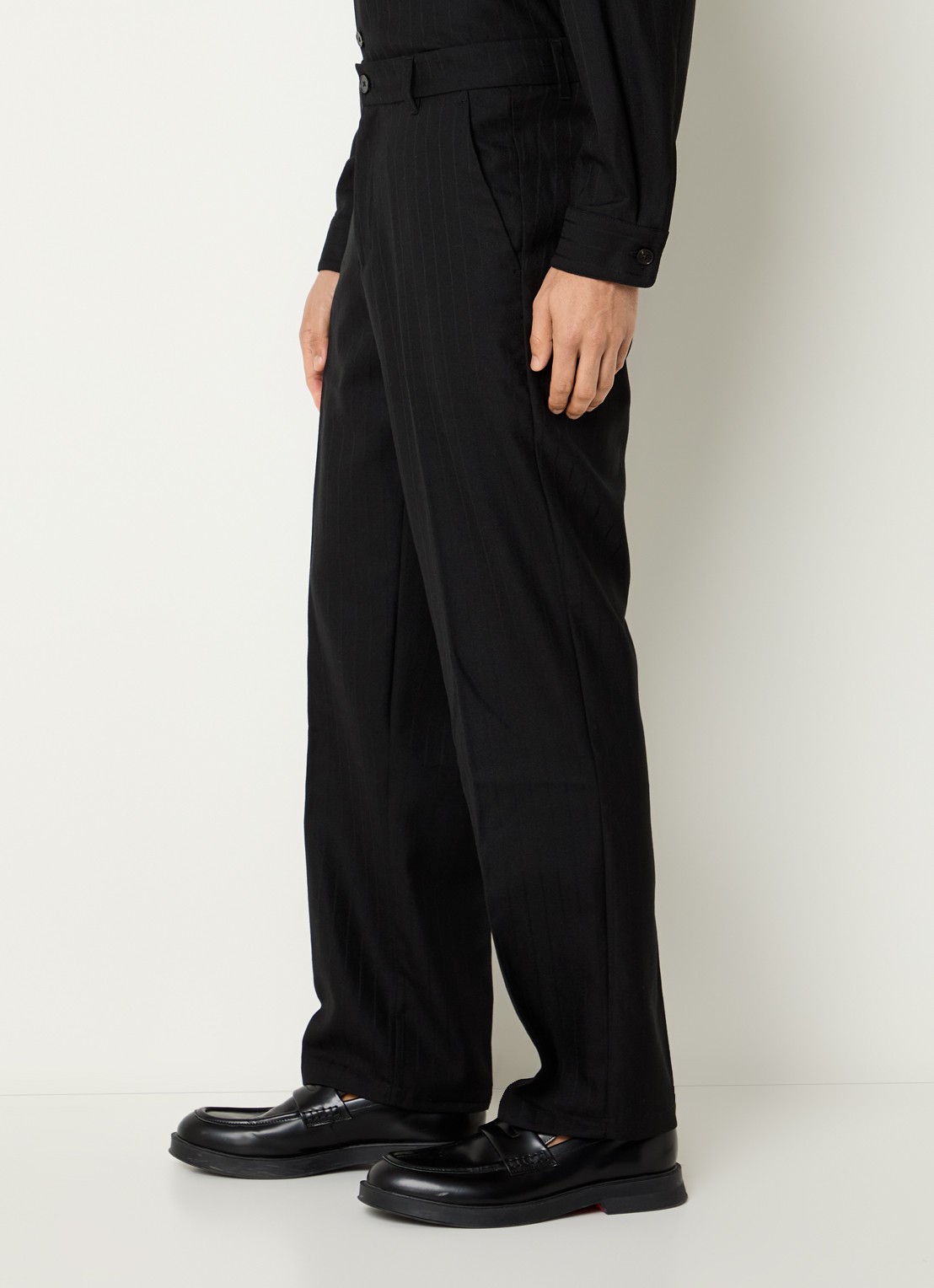 SAMSØE SAMSØE Noah straight fit pantalon in wolblend met steekzakken - detail 3 zwart