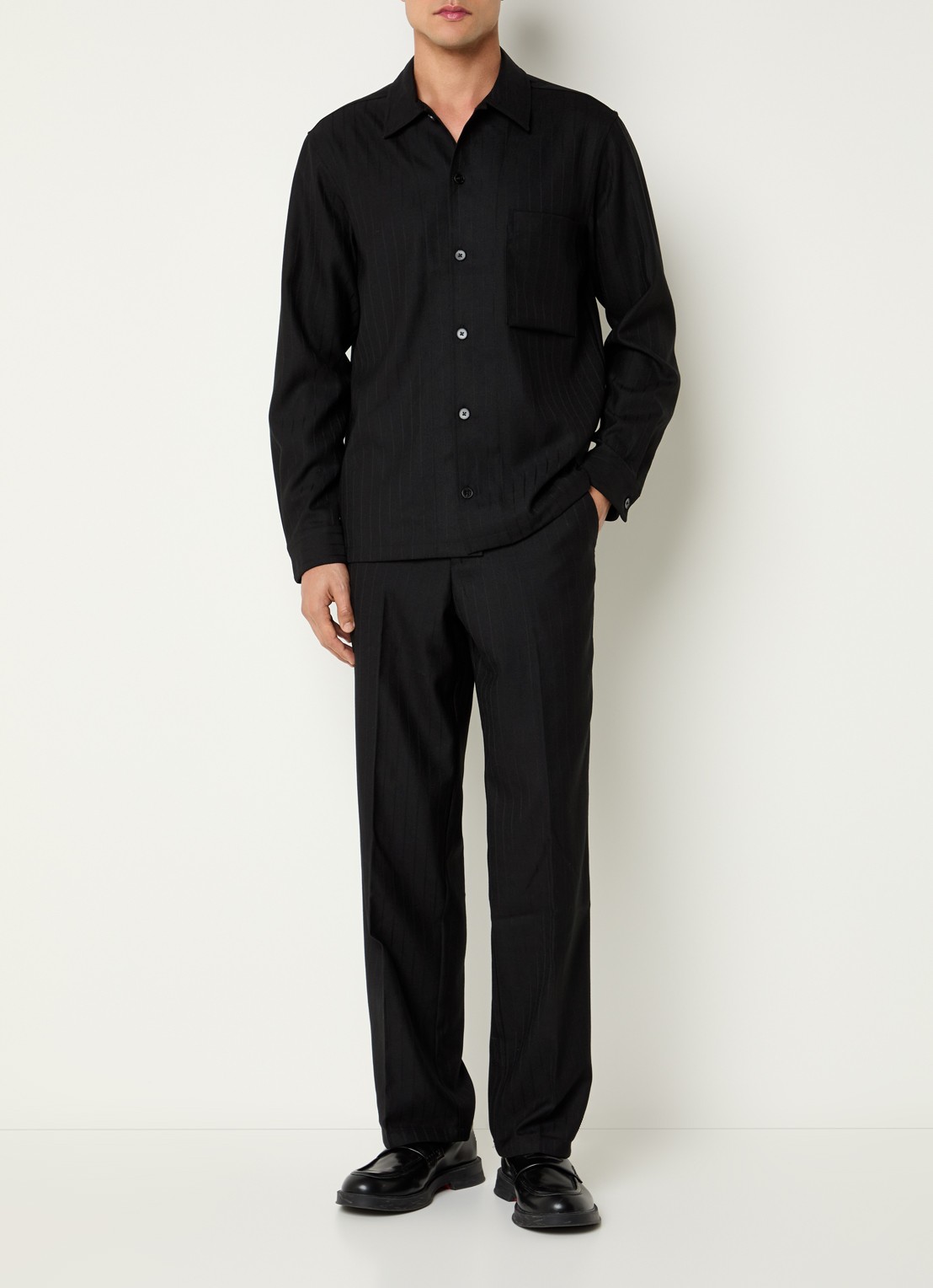 SAMSØE SAMSØE Noah straight fit pantalon in wolblend met steekzakken - voorkant 5 zwart