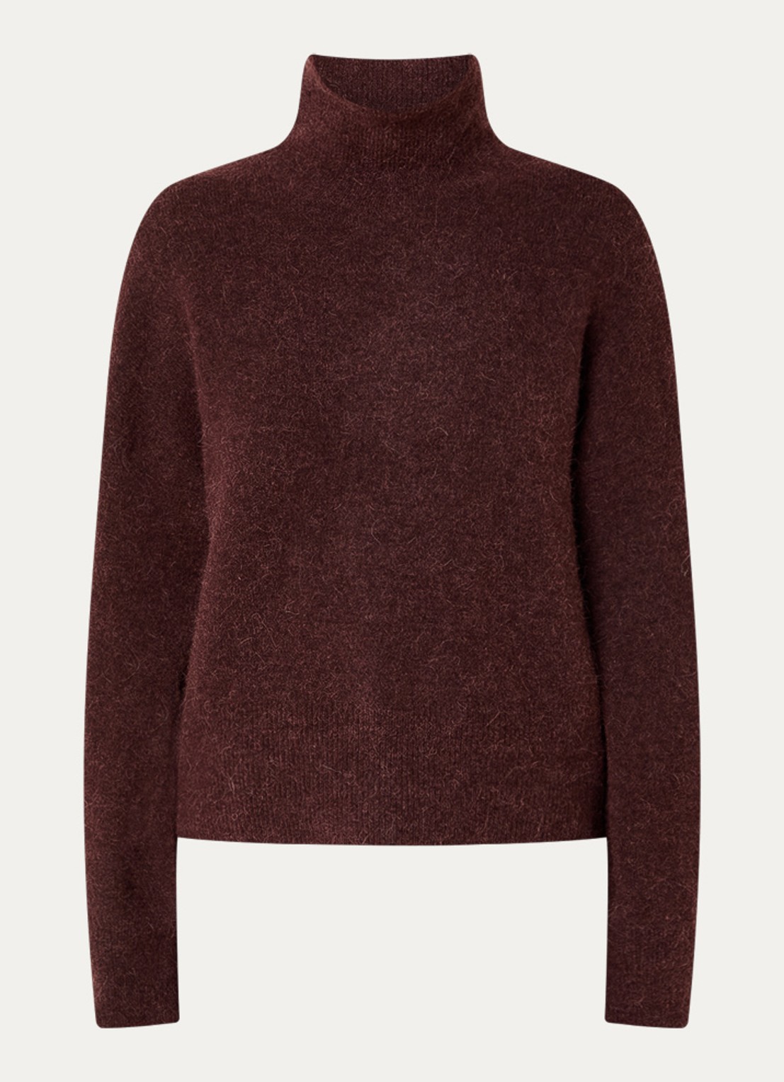 SAMSØE SAMSØE Nola fijngebreide trui in alpaca wolblend met col - voorkant 2 aubergine