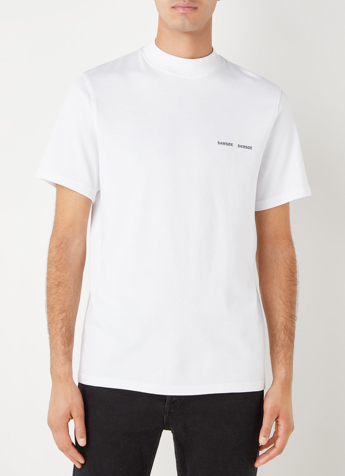 SAMSØE SAMSØE Norsbro T-shirt met opstaande kraag en logo - detail 5 wit