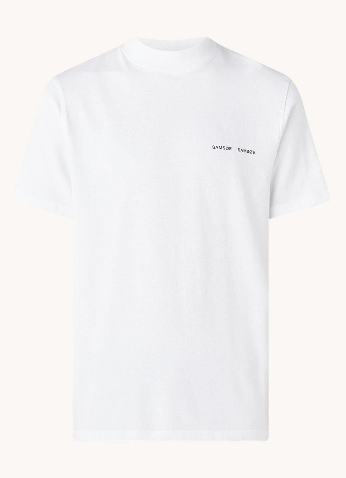SAMSØE SAMSØE Norsbro T-shirt met opstaande kraag en logo - voorkant 2 wit