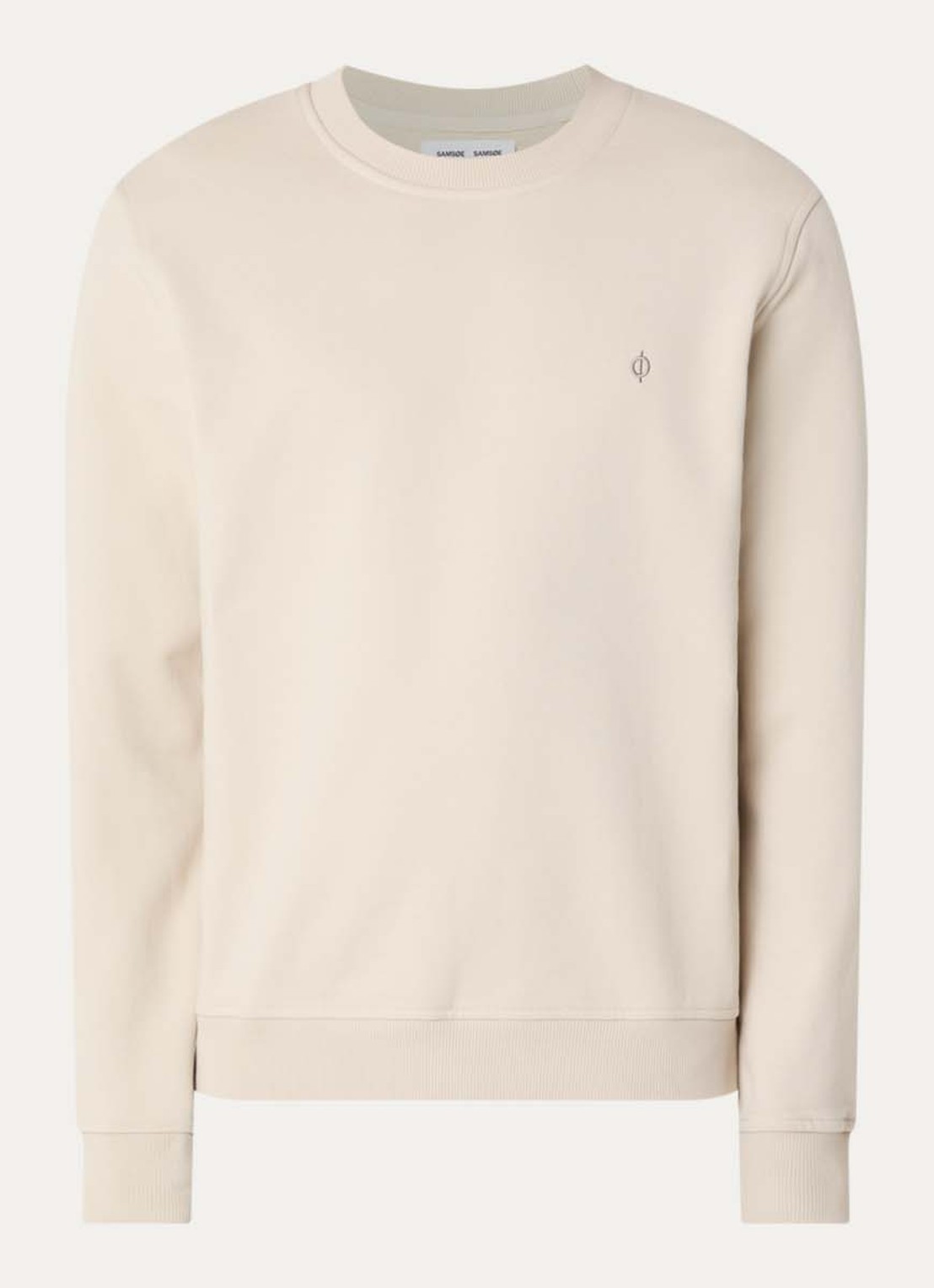 SAMSØE SAMSØE Otto sweater met logoborduring - voorkant 3 beige