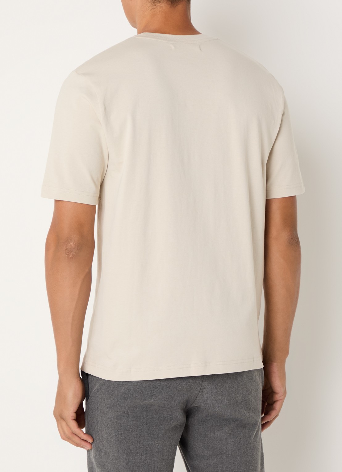 SAMSØE SAMSØE Otto T-shirt met logoborduring - achterkant beige