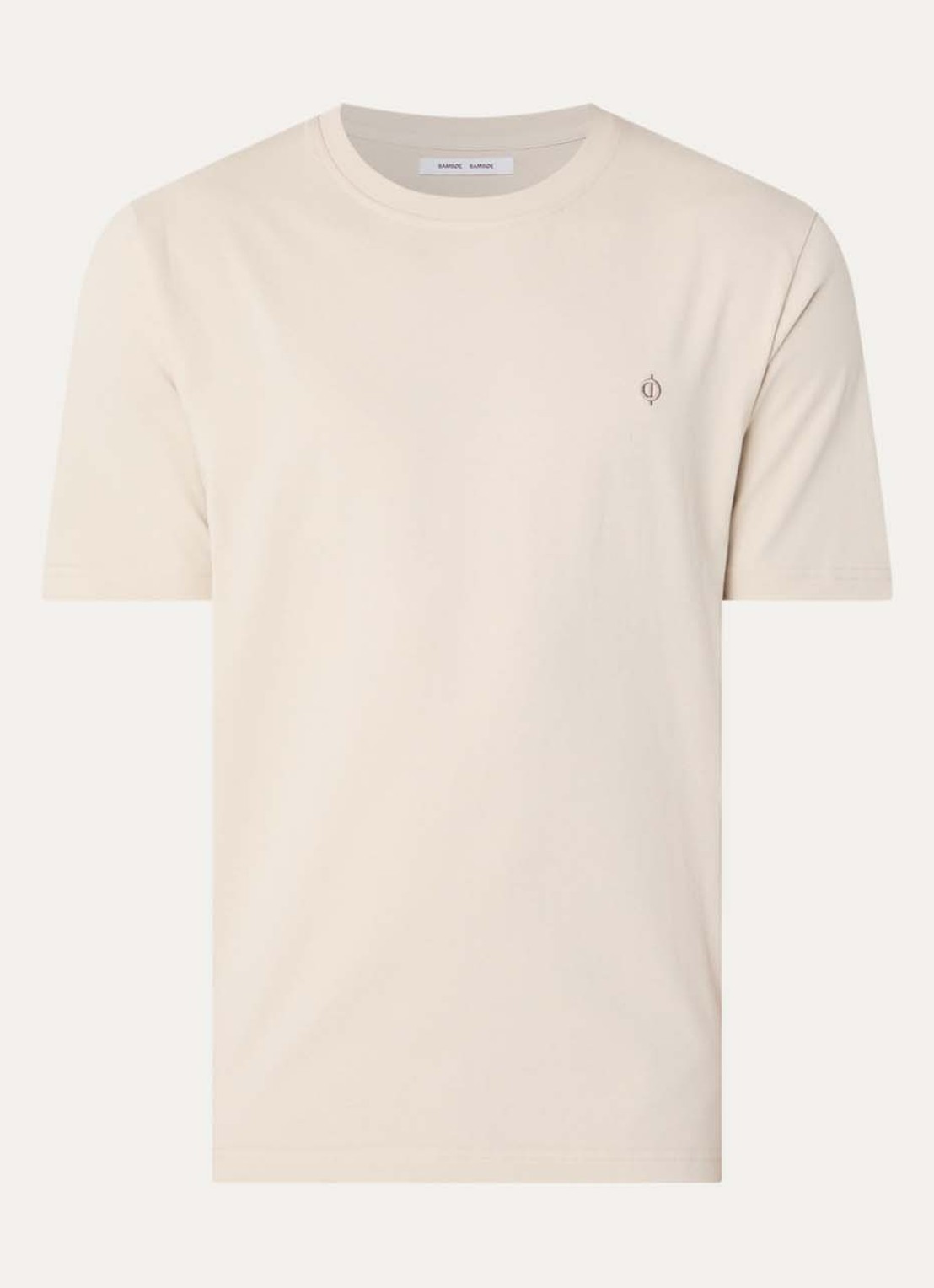 SAMSØE SAMSØE Otto T-shirt met logoborduring - voorkant 3 beige