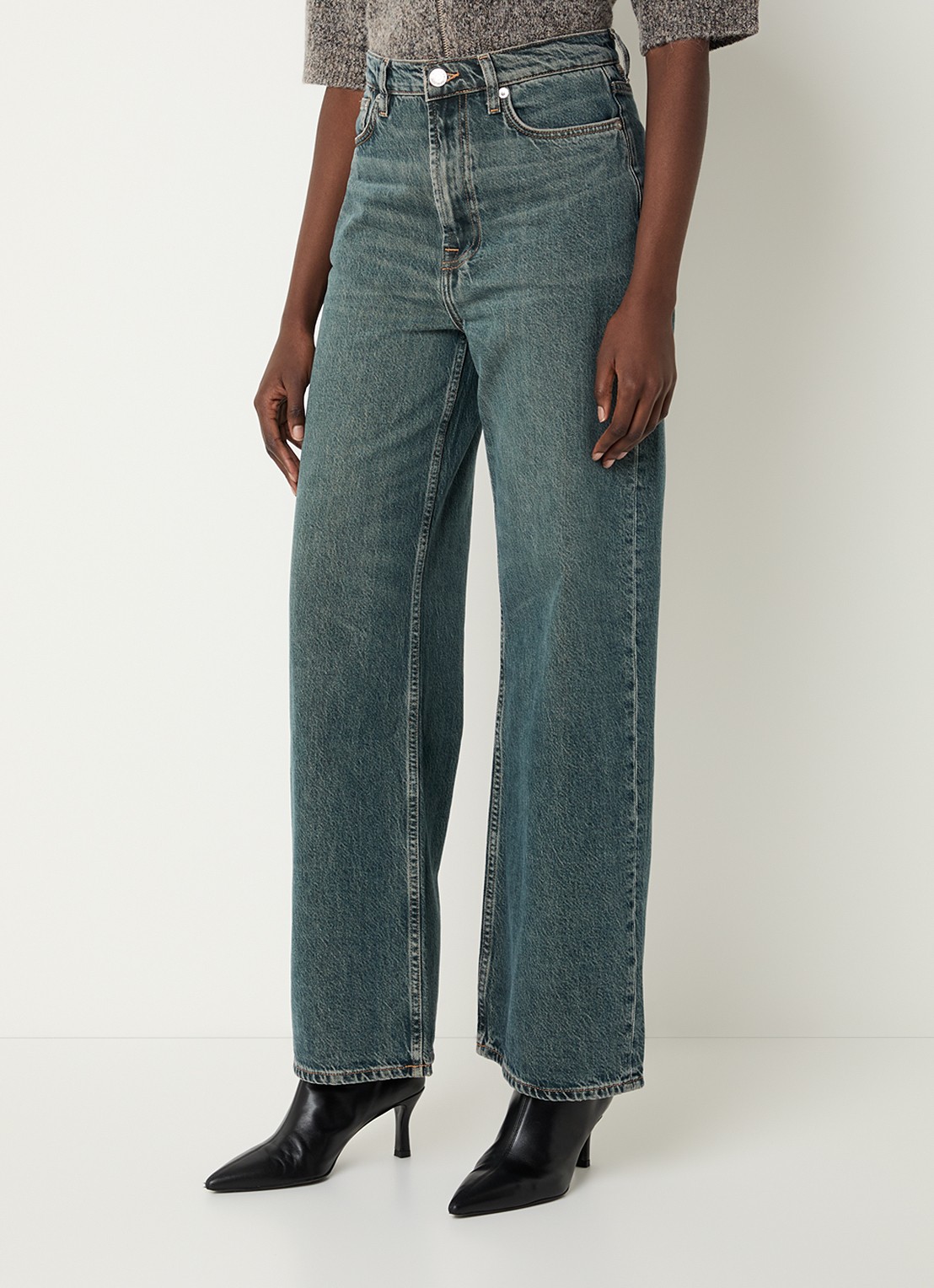 SAMSØE SAMSØE Rebecca high waist straight leg jeans met medium wassing - detail 4 indigo
