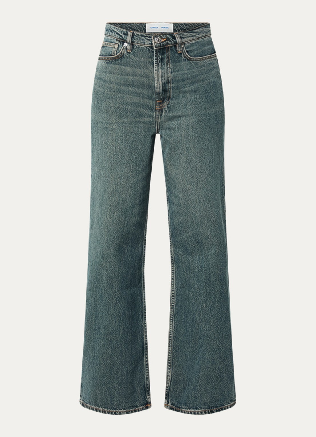 SAMSØE SAMSØE Rebecca high waist straight leg jeans met medium wassing - voorkant 2 indigo
