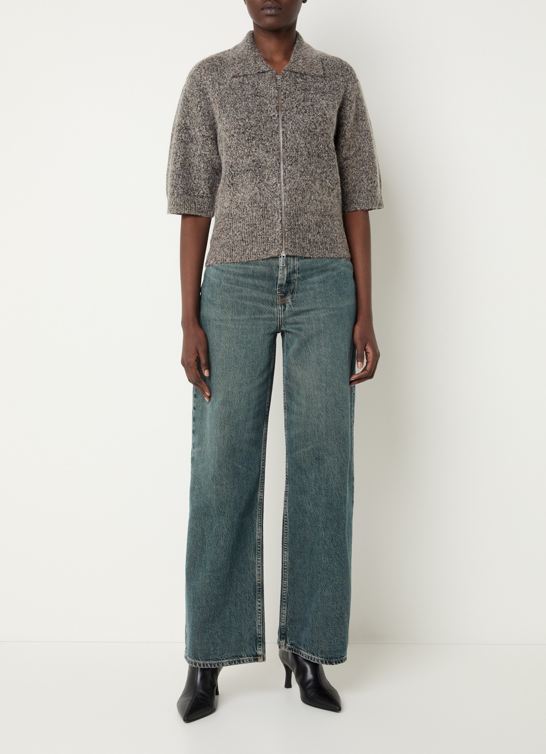 SAMSØE SAMSØE Rebecca high waist straight leg jeans met medium wassing - voorkant 3 indigo
