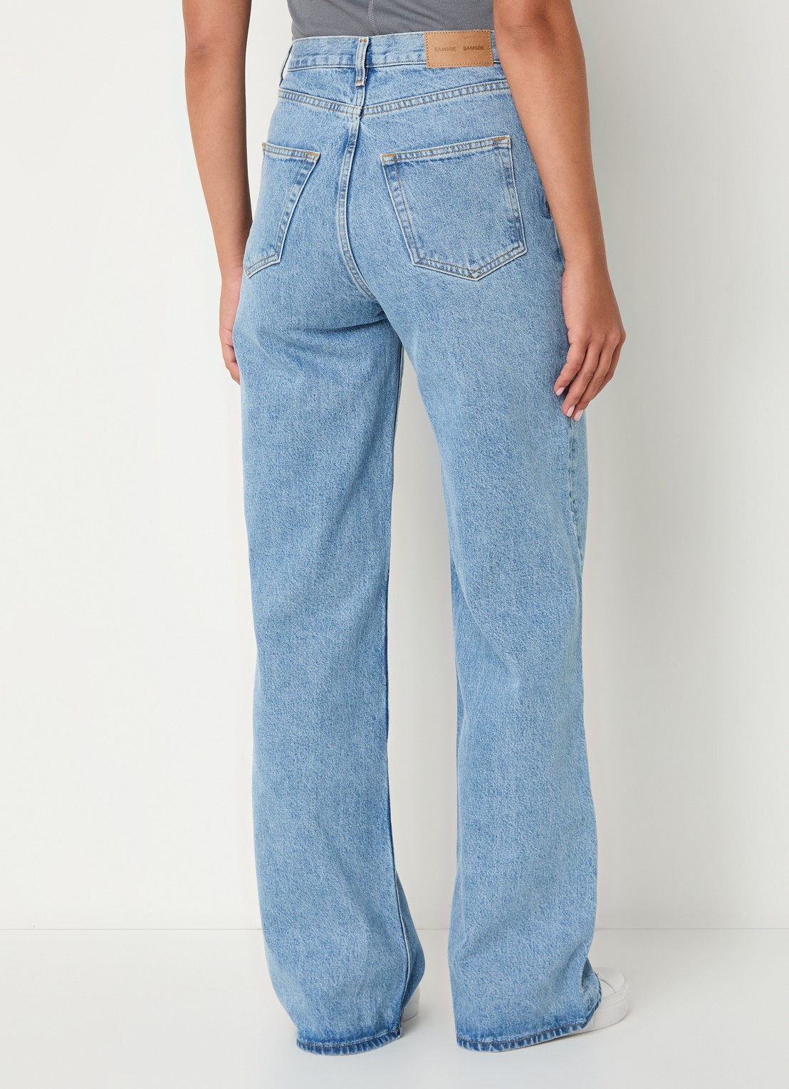 SAMSØE SAMSØE Rebecca high waist straight leg jeans van  katoen - achterkant 3 indigo