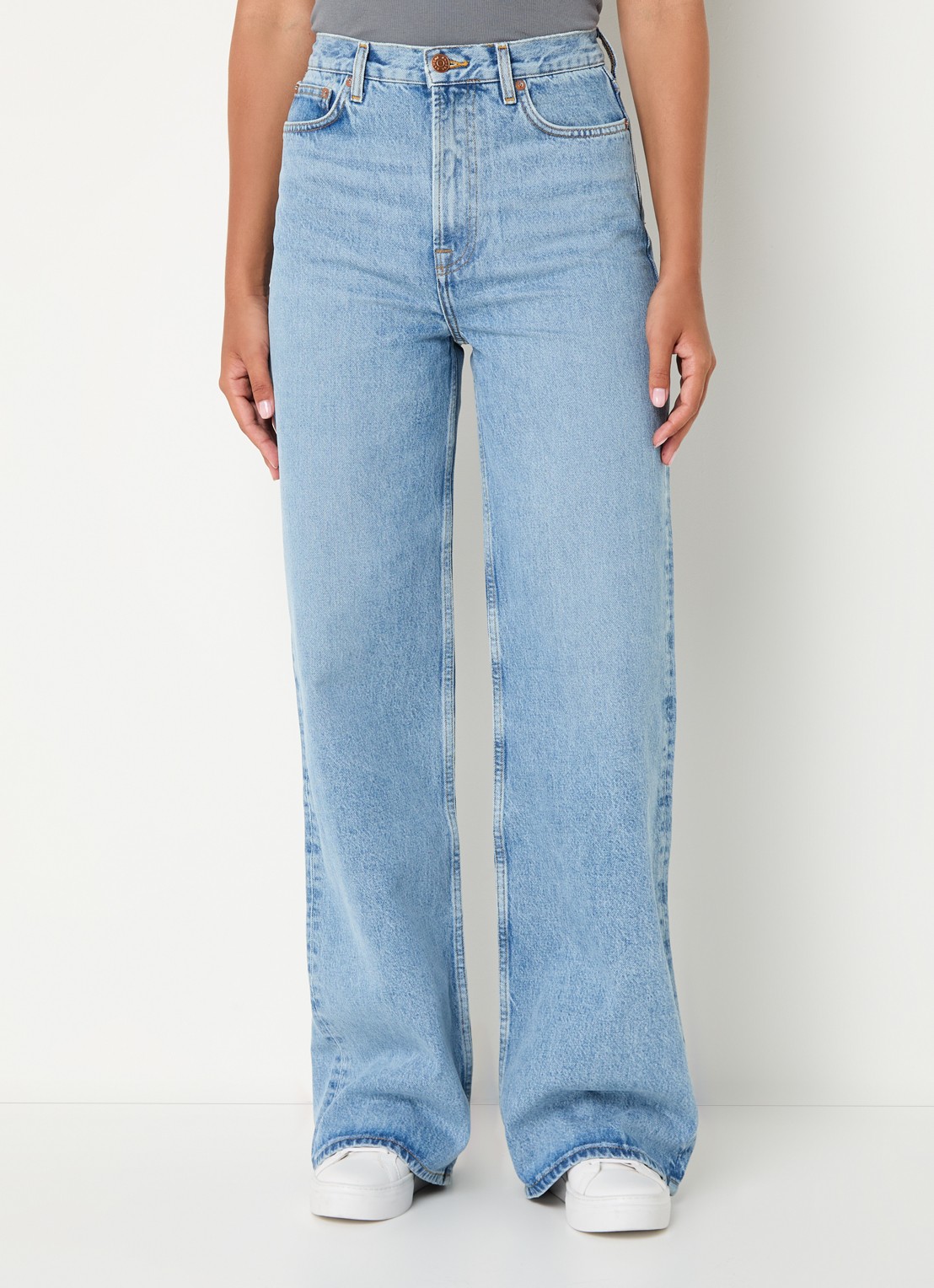 SAMSØE SAMSØE Rebecca high waist straight leg jeans van  katoen - detail indigo
