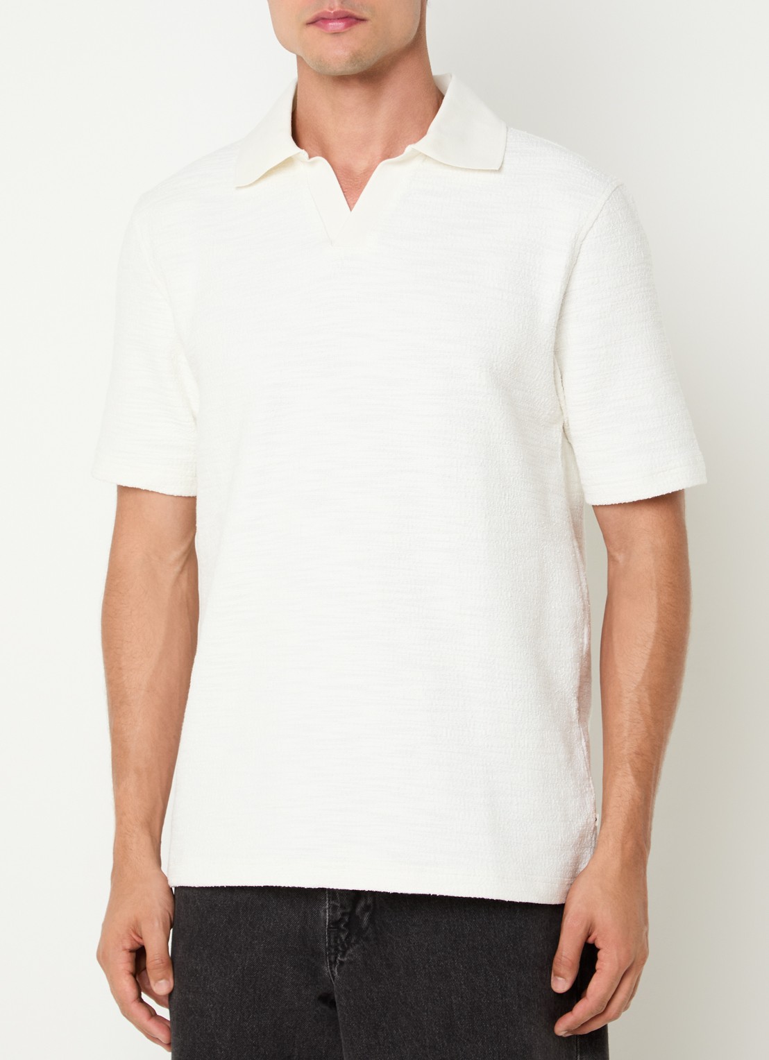 SAMSØE SAMSØE Regular fit polo met stretch - detail gebroken wit