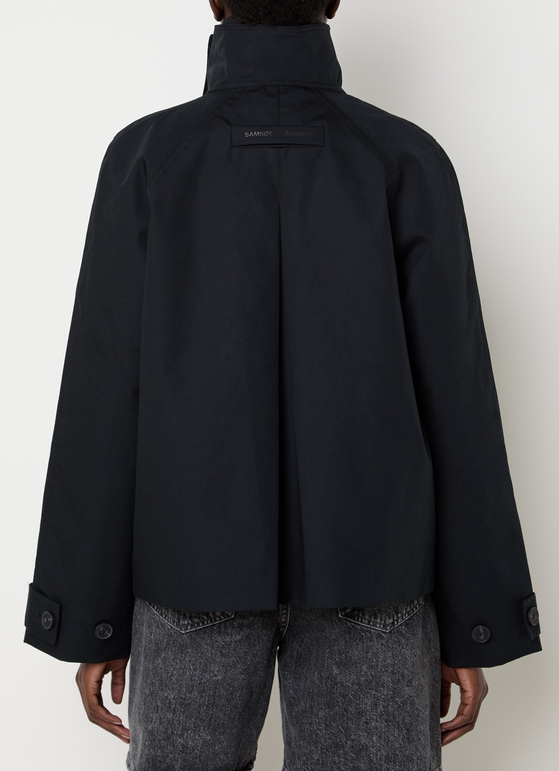 SAMSØE SAMSØE Rivo double-breasted trenchcoat met uitneembare voering - achterkant 2 zwart
