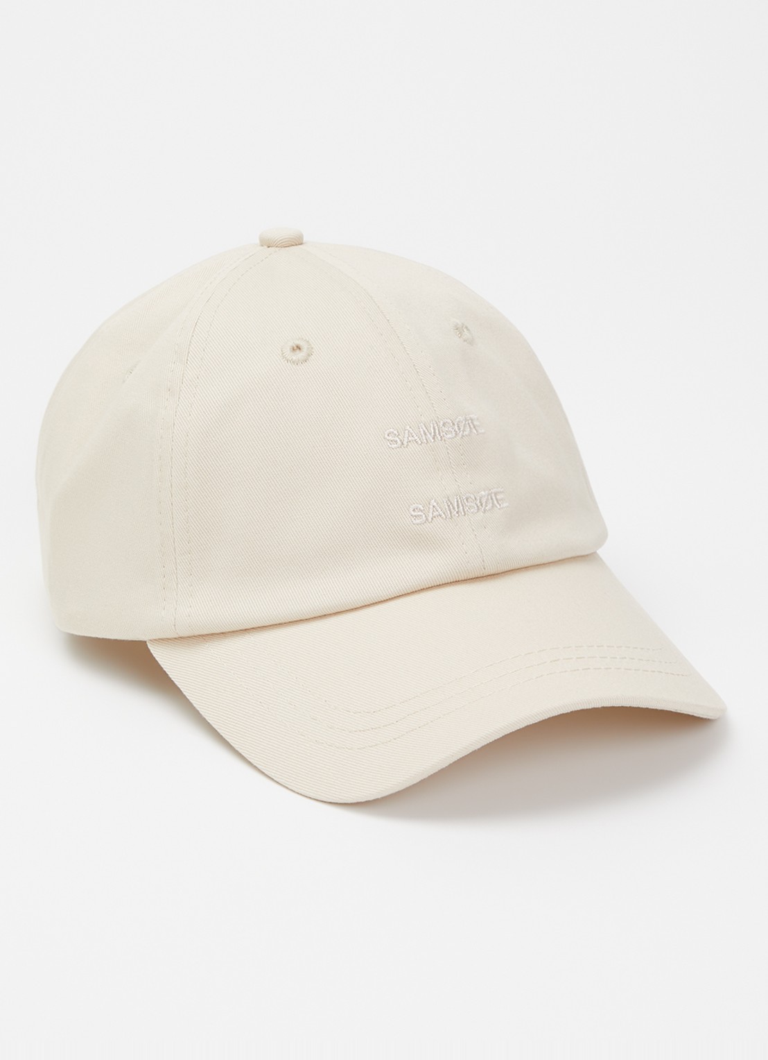 SAMSØE SAMSØE Saaddie pet met logoborduring - voorkant beige