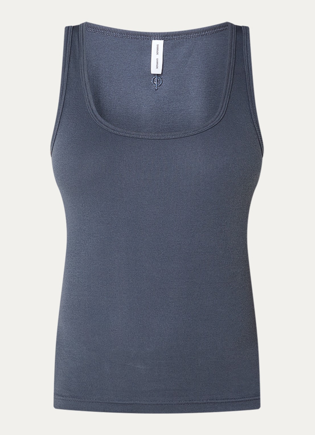 SAMSØE SAMSØE Saamanza tanktop met ribstructuur - voorkant 2 staalblauw