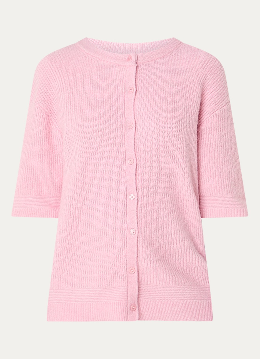 SAMSØE SAMSØE Saanoura fijngebreid vest in alpaca wolblend - voorkant roze