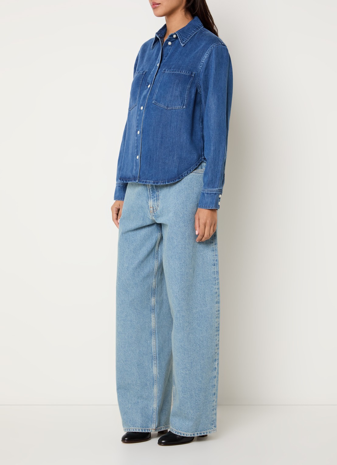 SAMSØE SAMSØE Sabexy blouse met borstzakken - voorkant 3 blauw