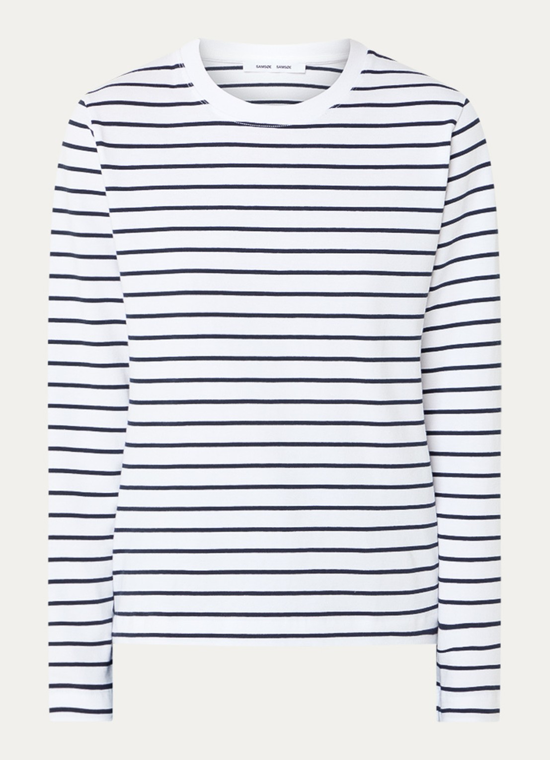 SAMSØE SAMSØE Sacamino longsleeve van  katoen met streepprint - voorkant donkerblauw