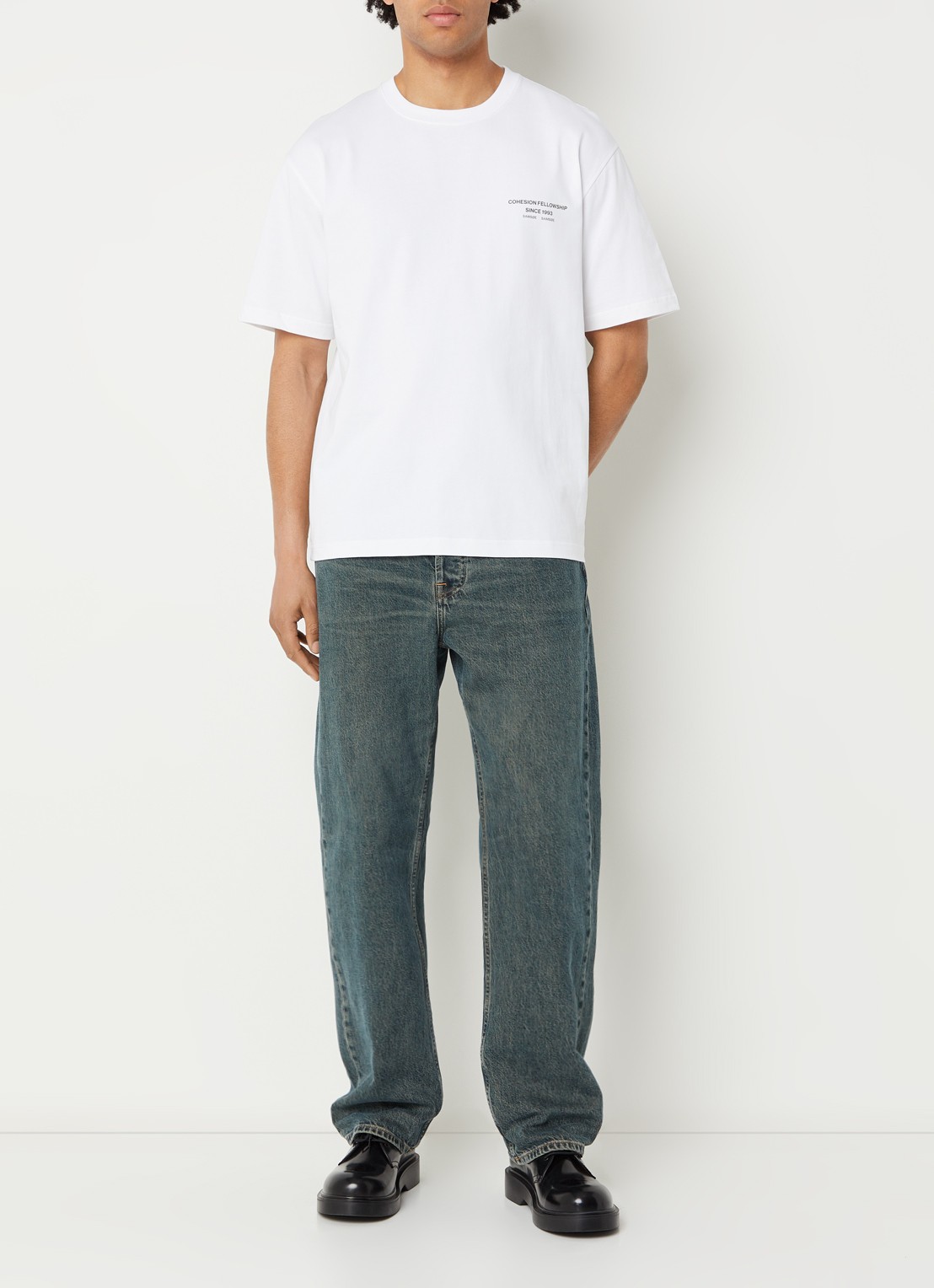 SAMSØE SAMSØE Sacohen T-shirt met logo- en backprint - voorkant 4 groen