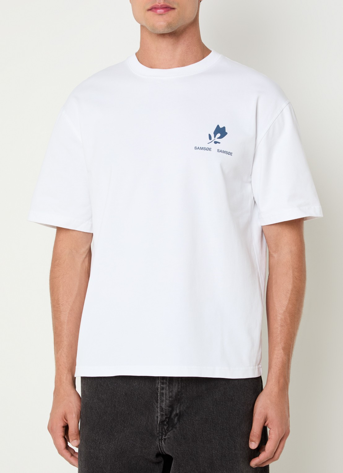 SAMSØE SAMSØE Sacohen T-shirt met logo- en backprint - achterkant 4 wit