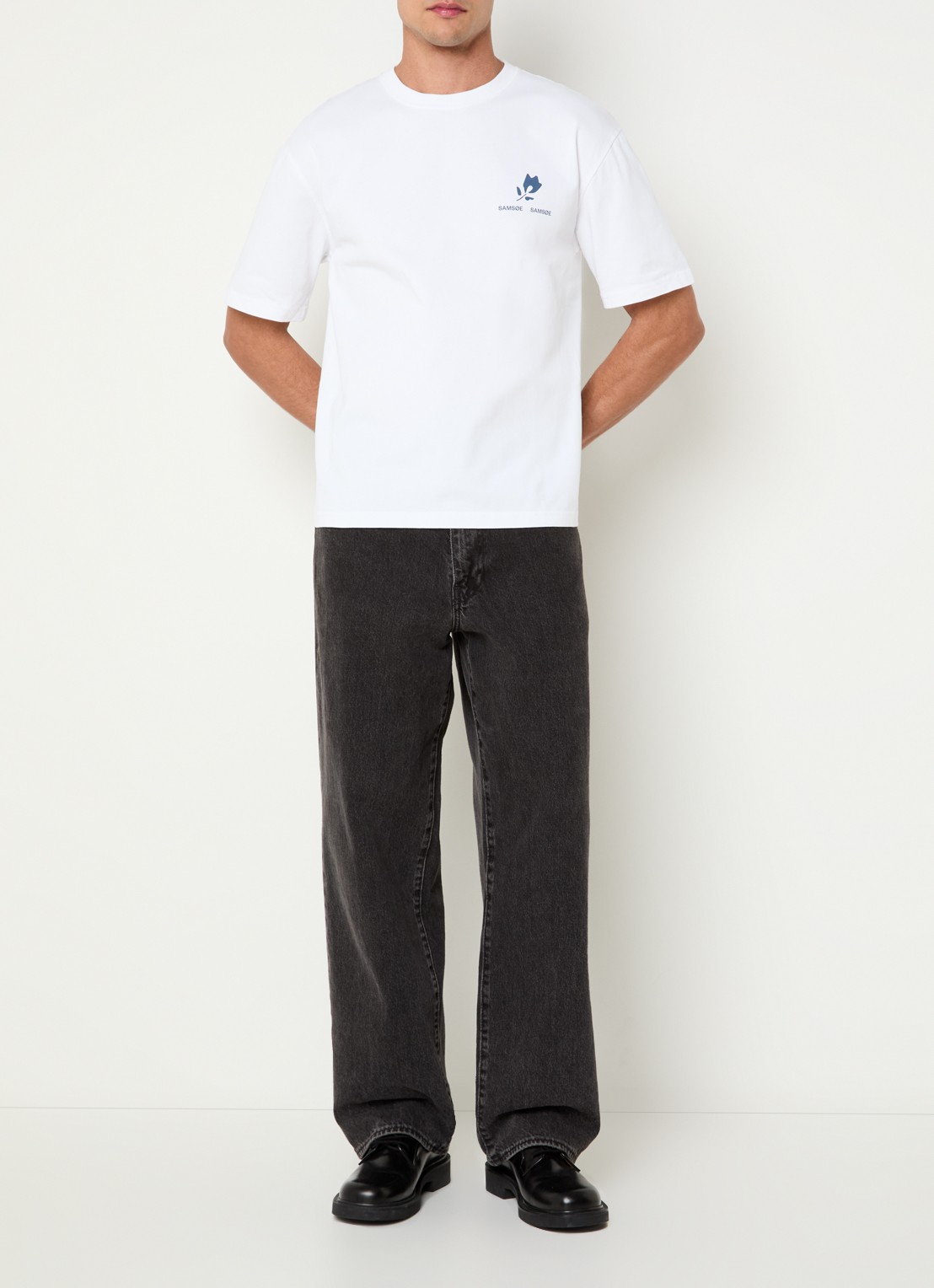 SAMSØE SAMSØE Sacohen T-shirt met logo- en backprint - voorkant 2 wit