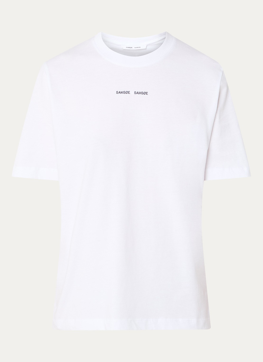 SAMSØE SAMSØE Sadalila T-shirt van  katoen met logoborduring - voorkant 2 wit