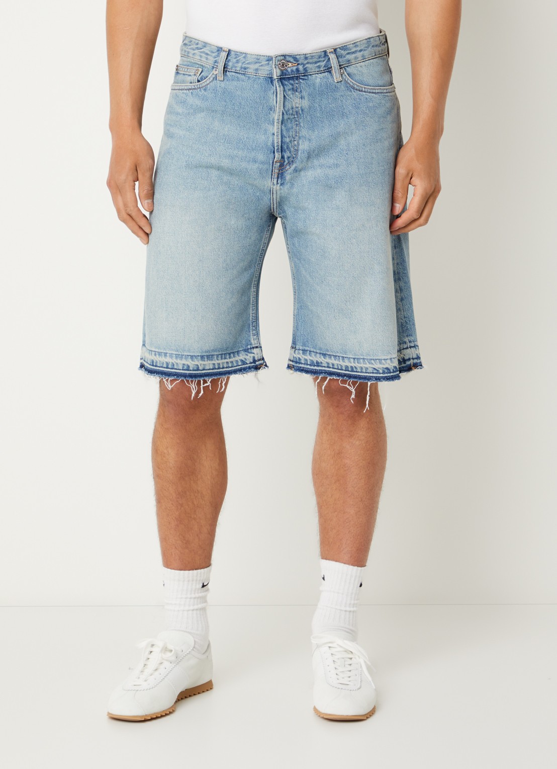 SAMSØE SAMSØE Saeddie wide leg korte broek van denim - detail indigo