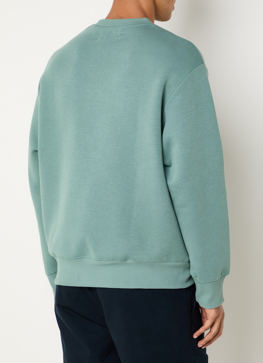 SAMSØE SAMSØE Saethan sweater met 3D logoprint - achterkant 2 zeegroen
