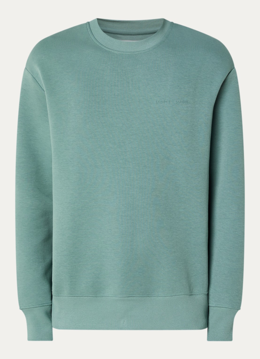 SAMSØE SAMSØE Saethan sweater met 3D logoprint - voorkant 3 zeegroen