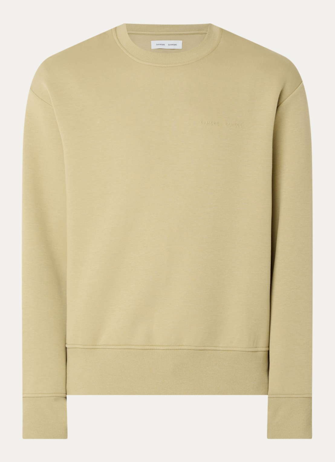 SAMSØE SAMSØE Saethan sweater met logoborduring - voorkant 2 olijfgroen