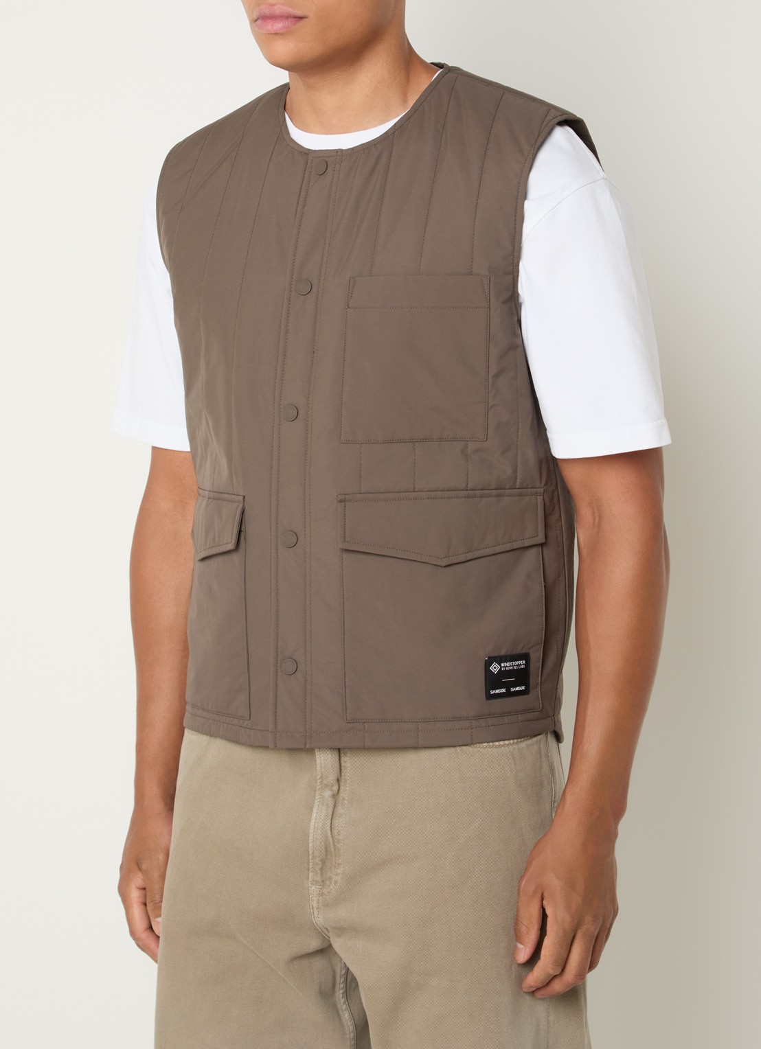 SAMSØE SAMSØE Sagavin Gore-Tex gewatteerde bodywarmer met klepzakken - detail 2 bruin
