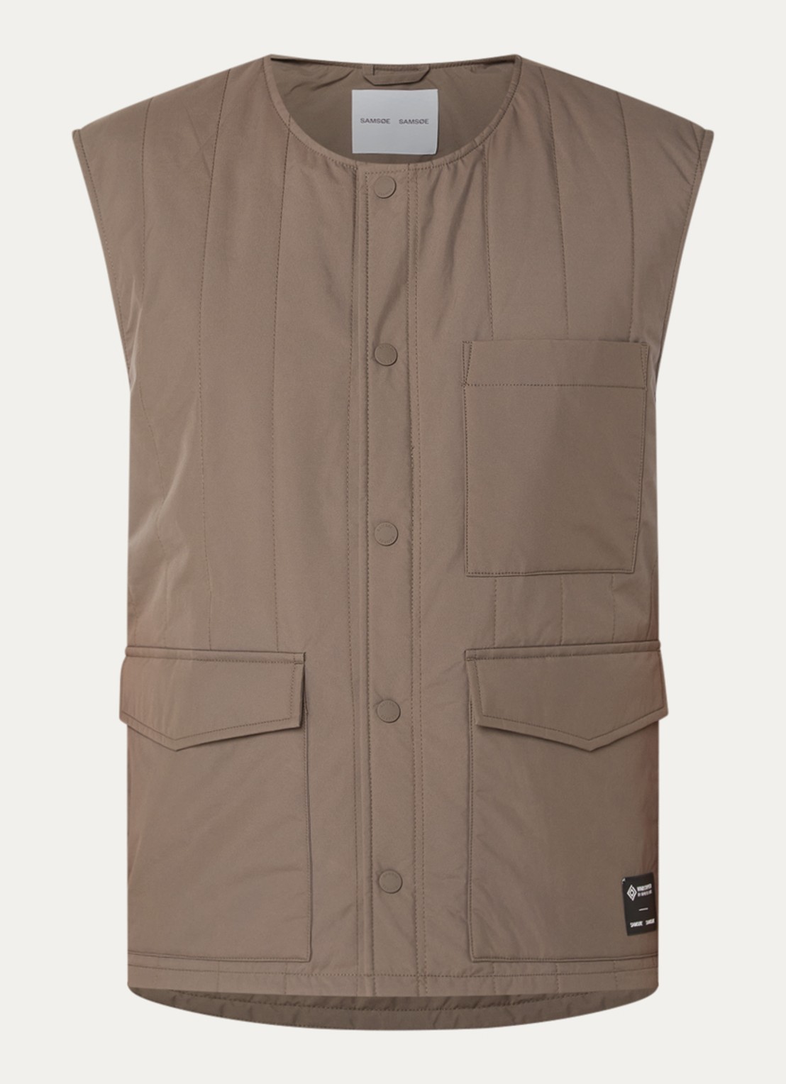SAMSØE SAMSØE Sagavin Gore-Tex gewatteerde bodywarmer met klepzakken - voorkant 3 bruin
