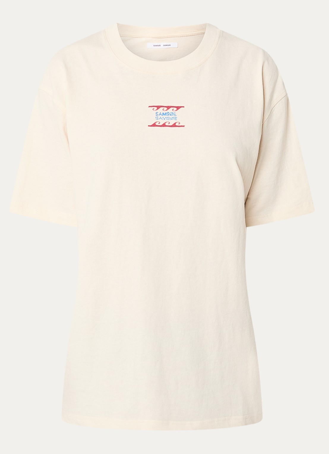 SAMSØE SAMSØE Sagergei T-shirt met front- en backprint - voorkant gebroken wit