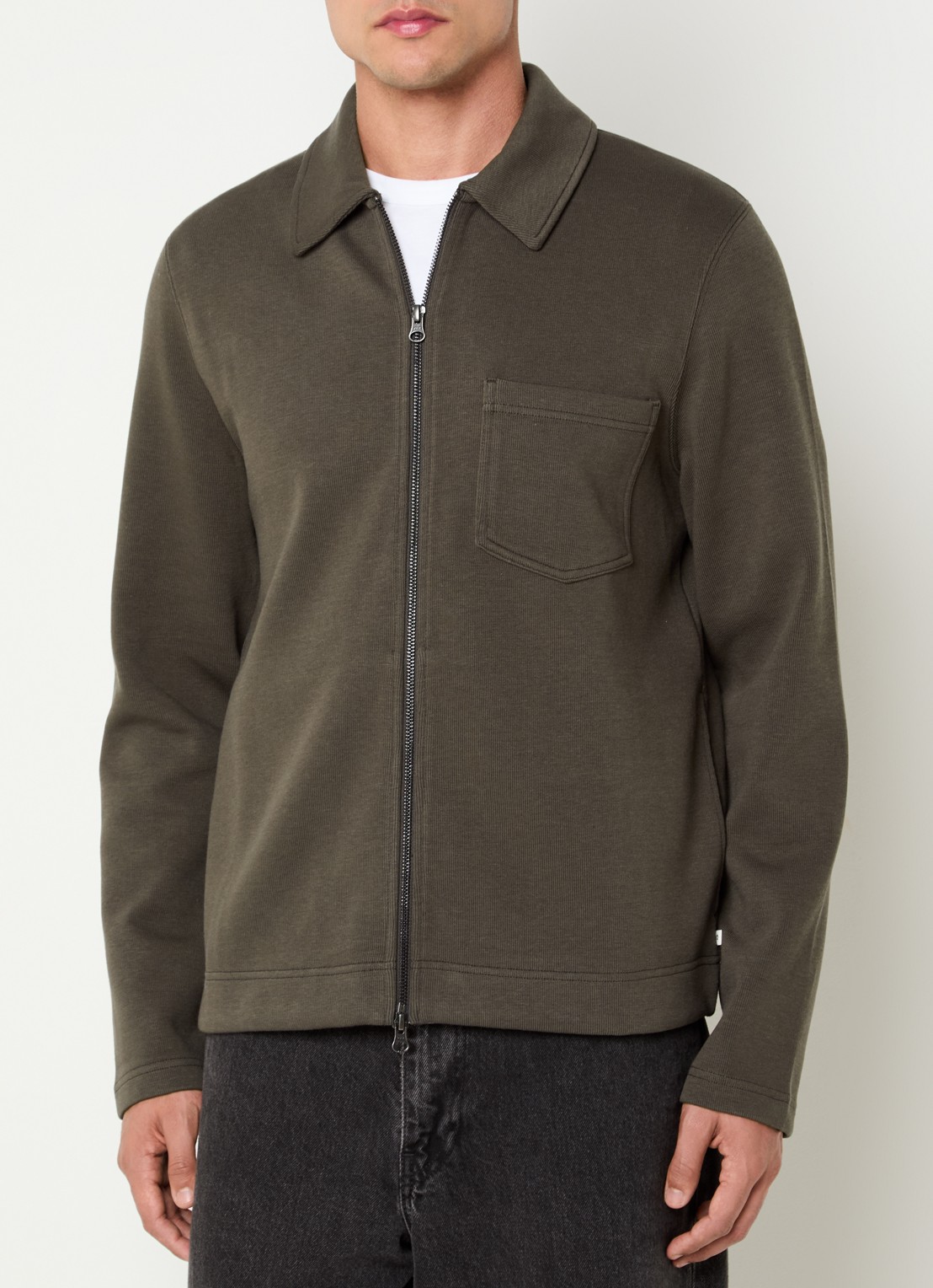 SAMSØE SAMSØE Sahannes sweatvest met kraag - detail donkergrijs
