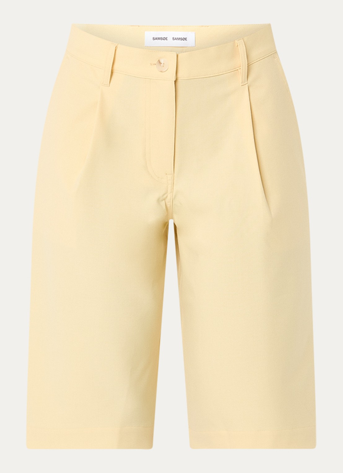 SAMSØE SAMSØE Saharper high waist straight fit korte pantalon met steekzakken - voorkant 3 lichtgeel