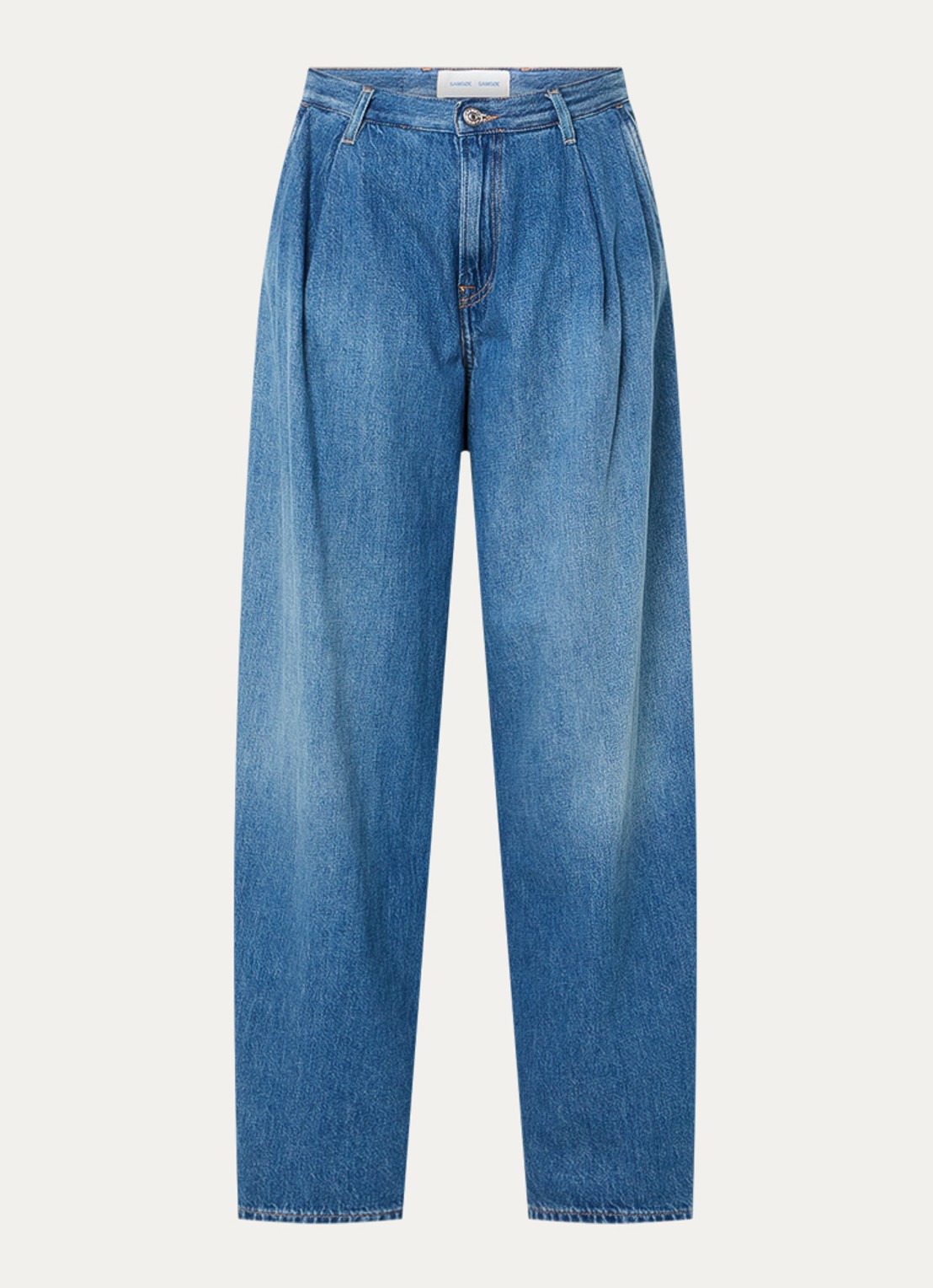 SAMSØE SAMSØE Saharper high waist wide fit jeans met medium wassing - voorkant indigo