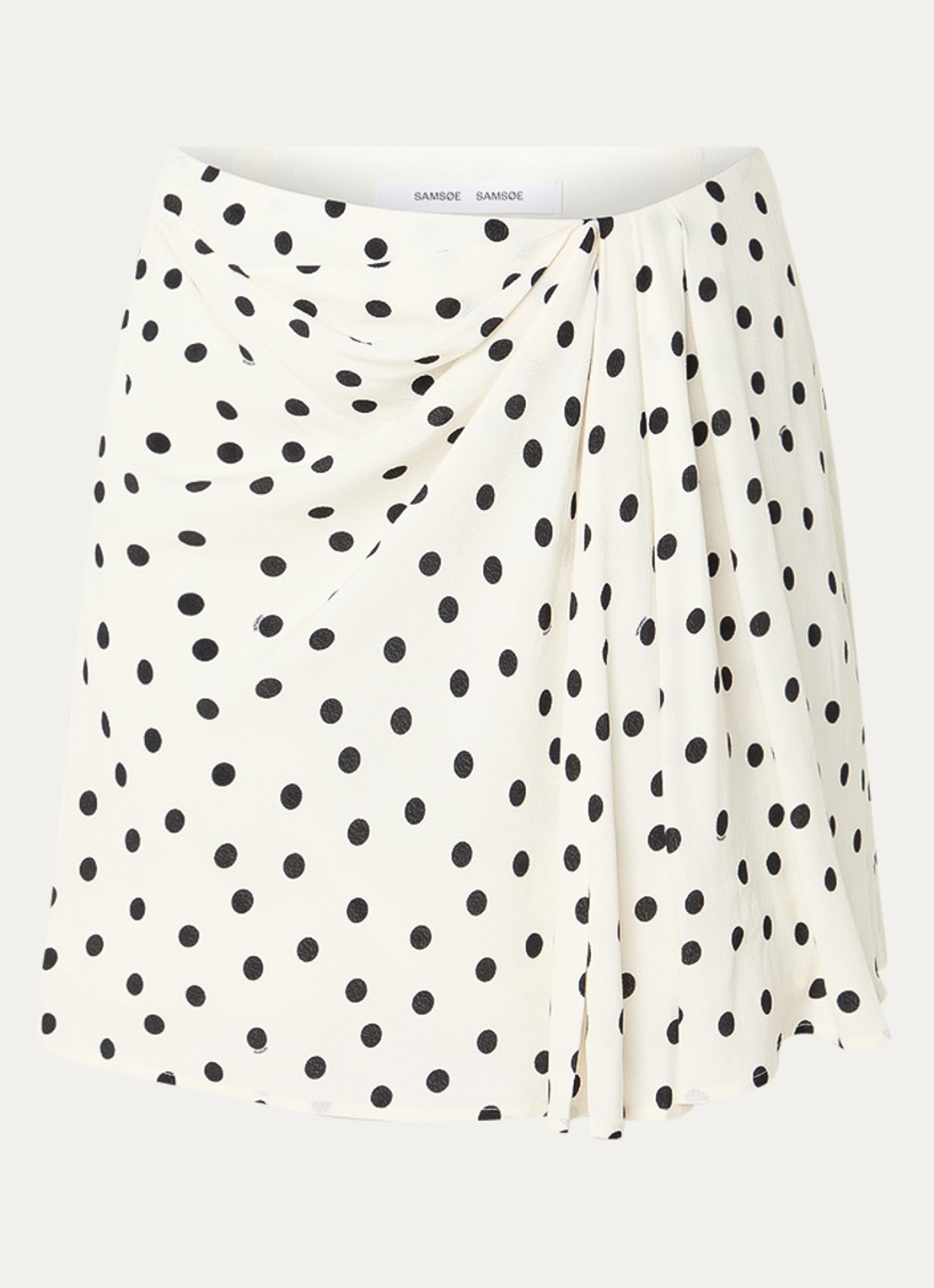 SAMSØE SAMSØE Saiben mini rok met stippenprint en asymmetrische zoom - voorkant 2 gebroken wit
