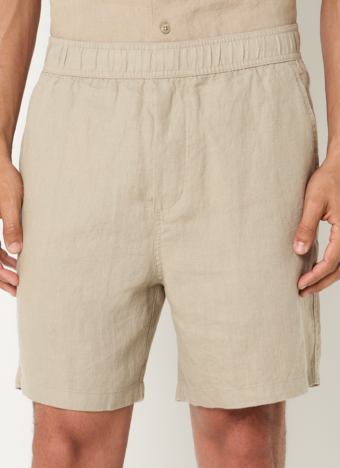 SAMSØE SAMSØE Sajabari straight fit korte broek van linnen - detail 4 beige