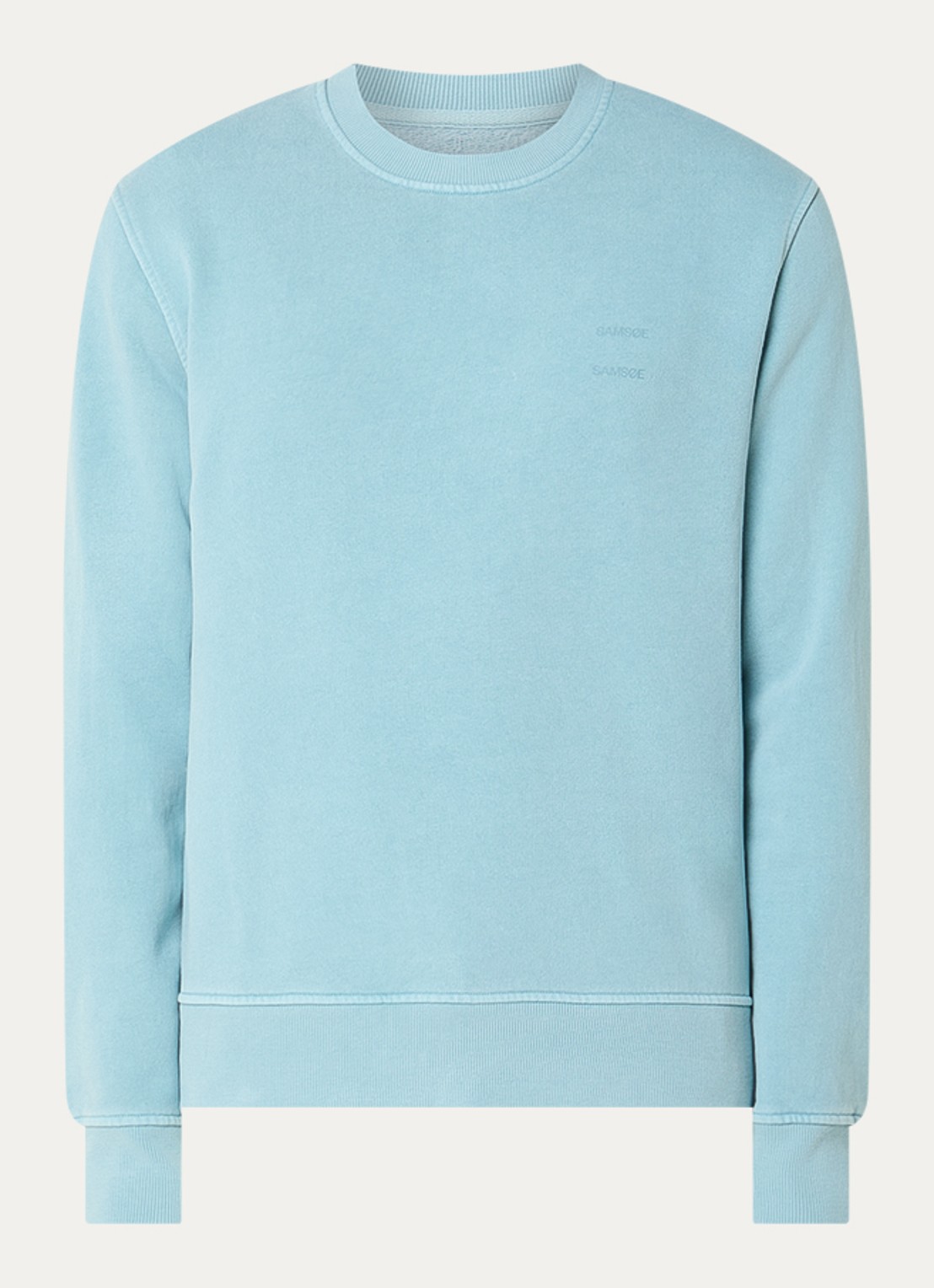 SAMSØE SAMSØE Sajoel sweater met logo - voorkant 2 blauwgrijs