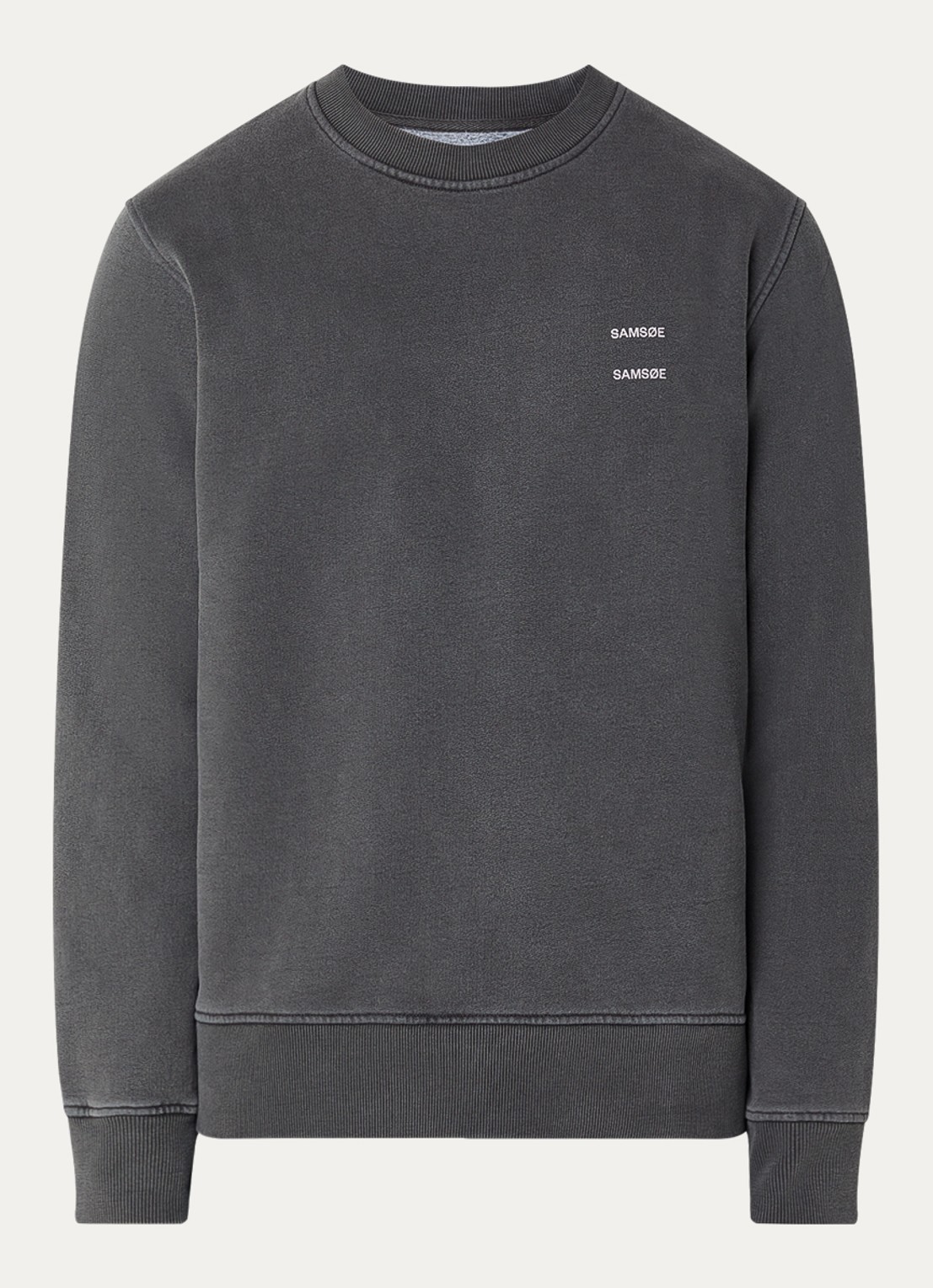 SAMSØE SAMSØE Sajoel sweater met logo - voorkant antraciet