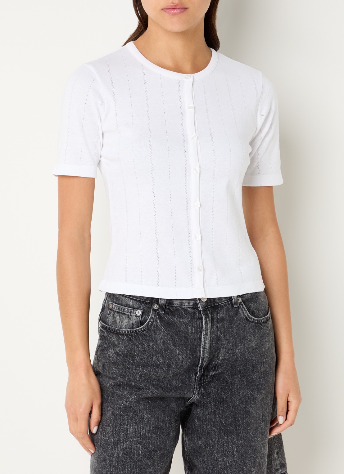 SAMSØE SAMSØE Sajuni T-shirt met ronde hals - detail 4 wit