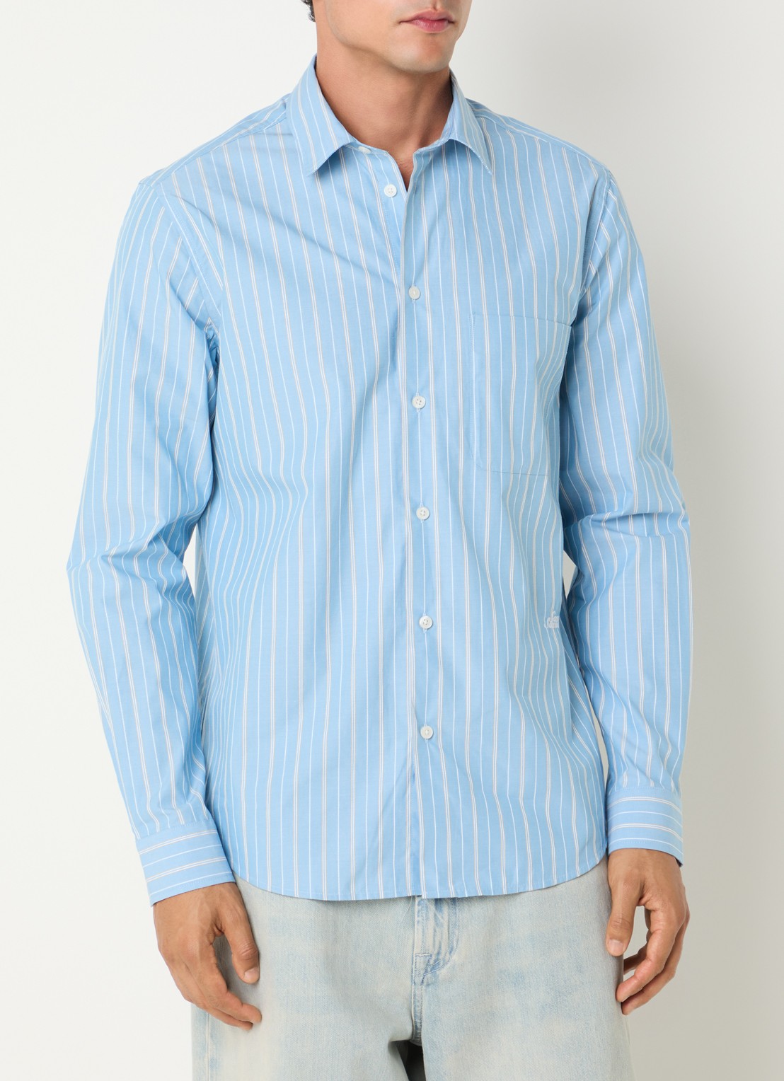 SAMSØE SAMSØE Saliam regular fit overhemd met streepprint - detail blauw