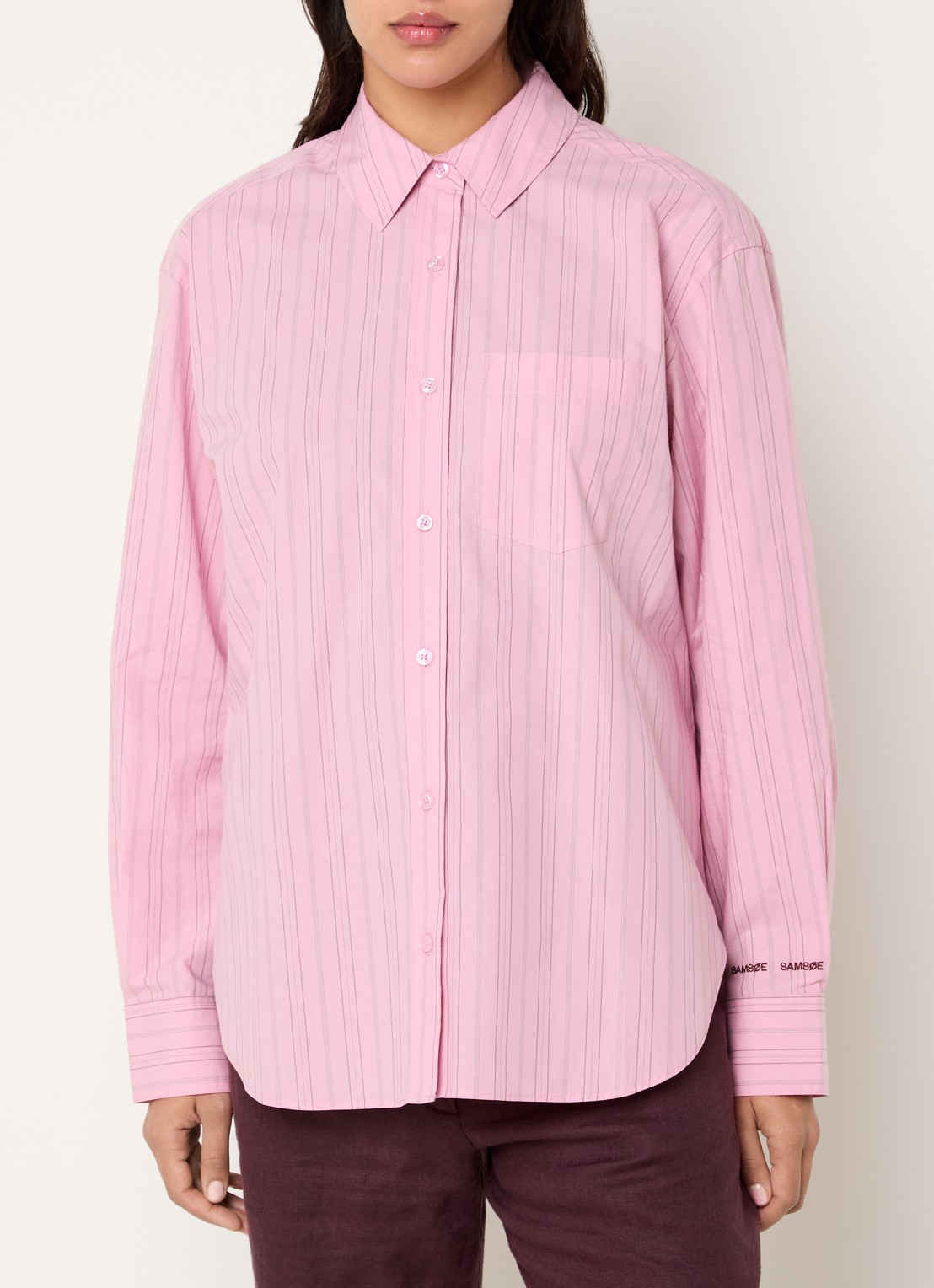 SAMSØE SAMSØE Salova blouse met streepprint - detail 4 roze