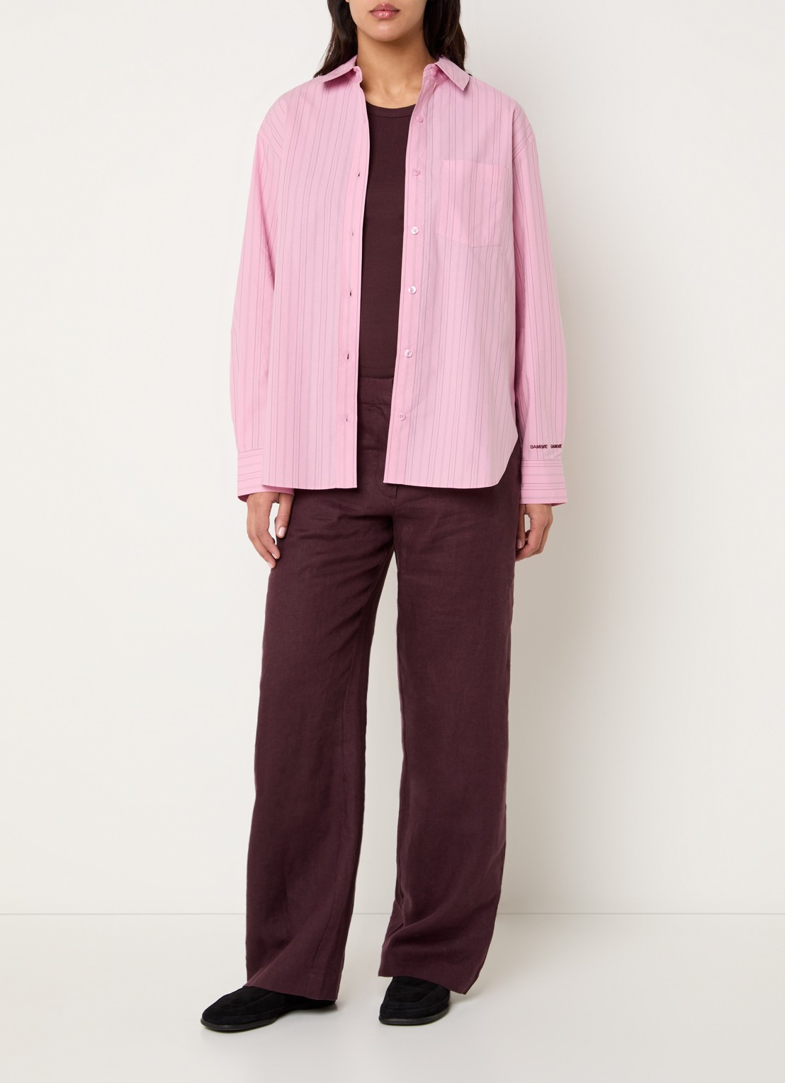 SAMSØE SAMSØE Salova blouse met streepprint - voorkant 2 roze