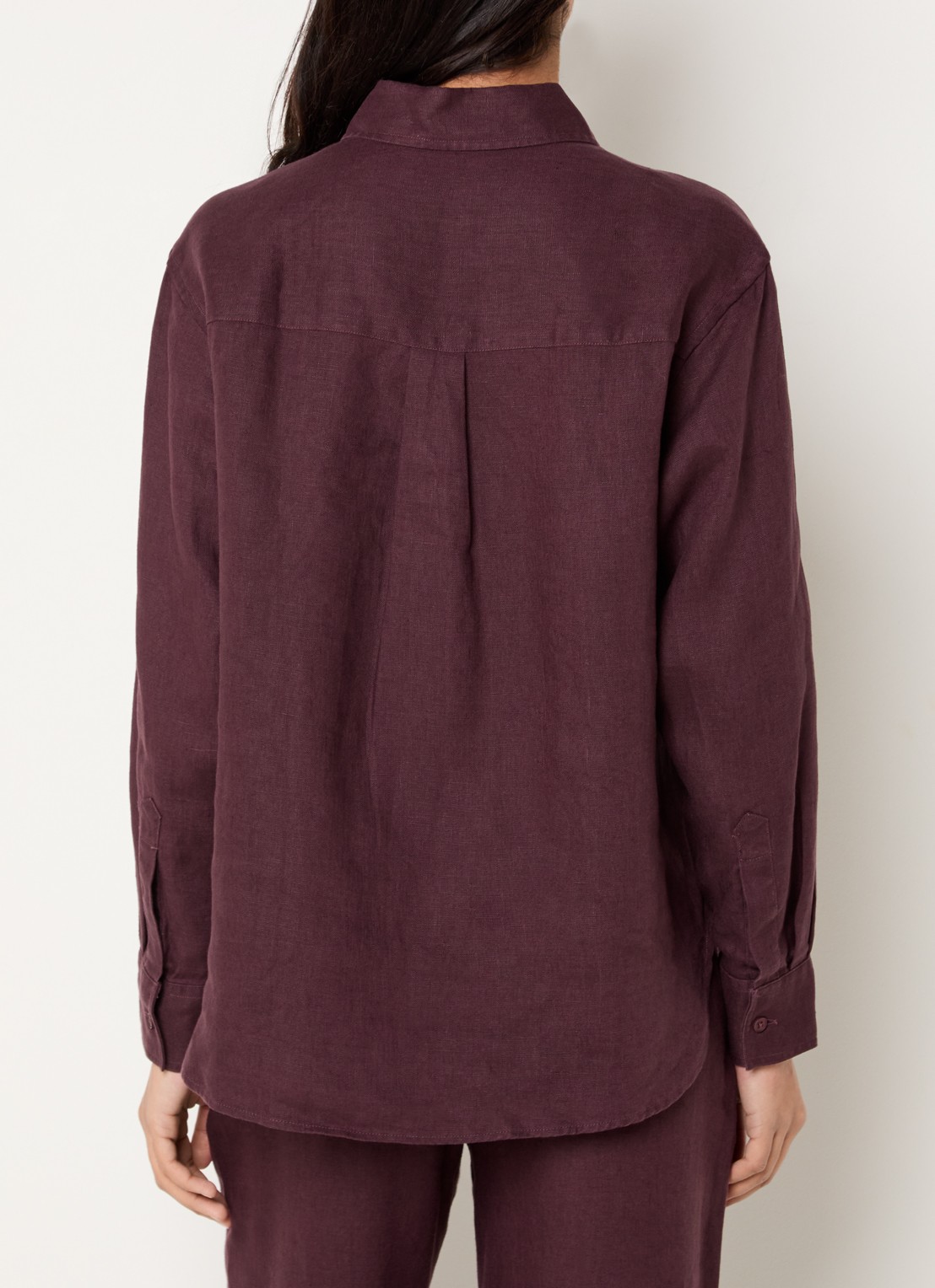 SAMSØE SAMSØE Saloves blouse van linnen - achterkant 2 aubergine