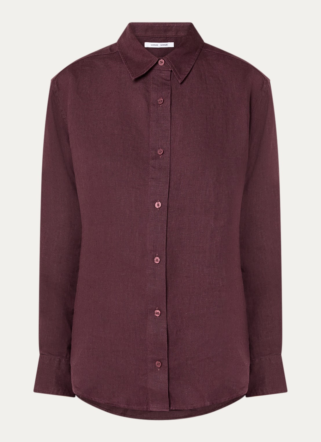 SAMSØE SAMSØE Saloves blouse van linnen - voorkant 3 aubergine