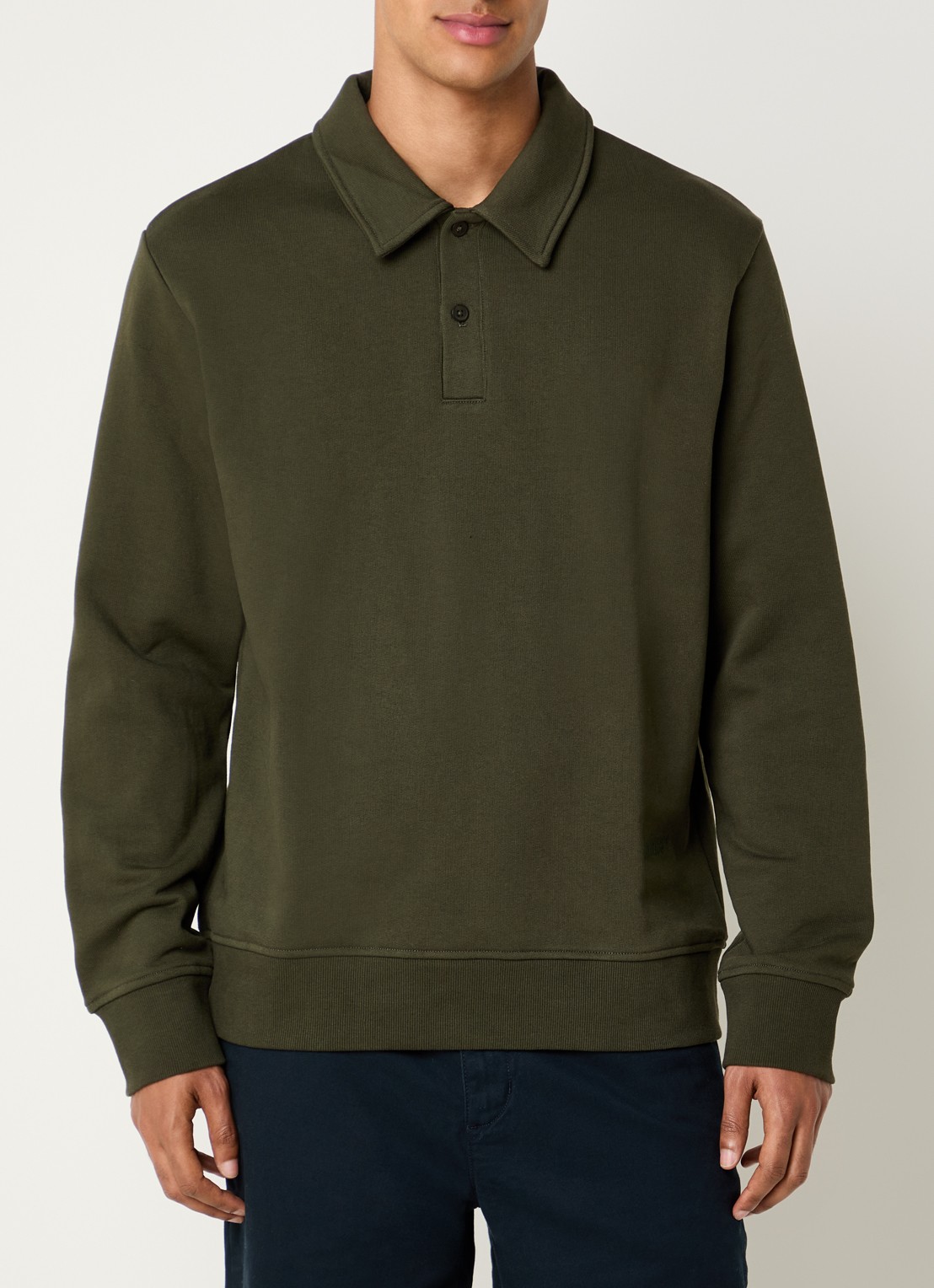 SAMSØE SAMSØE Samarcel sweater met polokraag en logoborduring - detail mosgroen