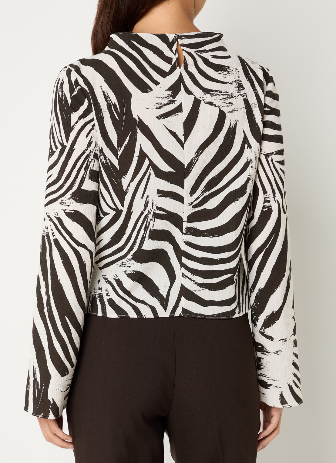 SAMSØE SAMSØE Samiller top in linnenblend met zebraprint - achterkant gebroken wit