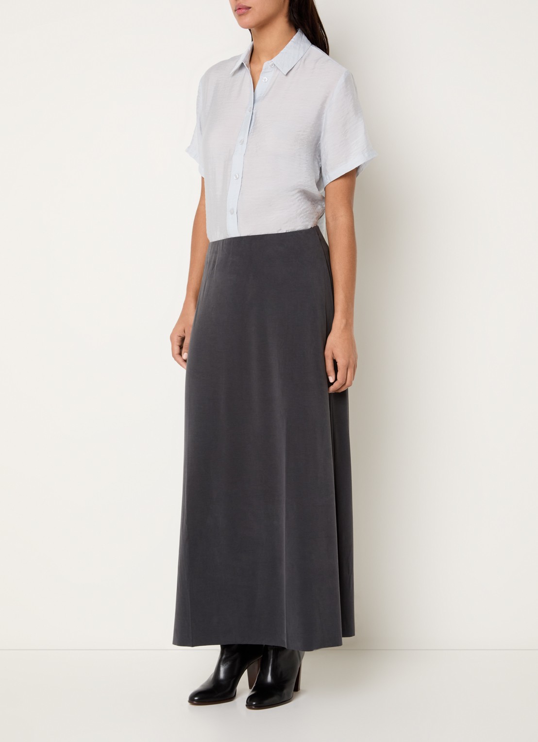 SAMSØE SAMSØE Samina semi-transparante blouse met polokraag - voorkant 2 blauwgrijs