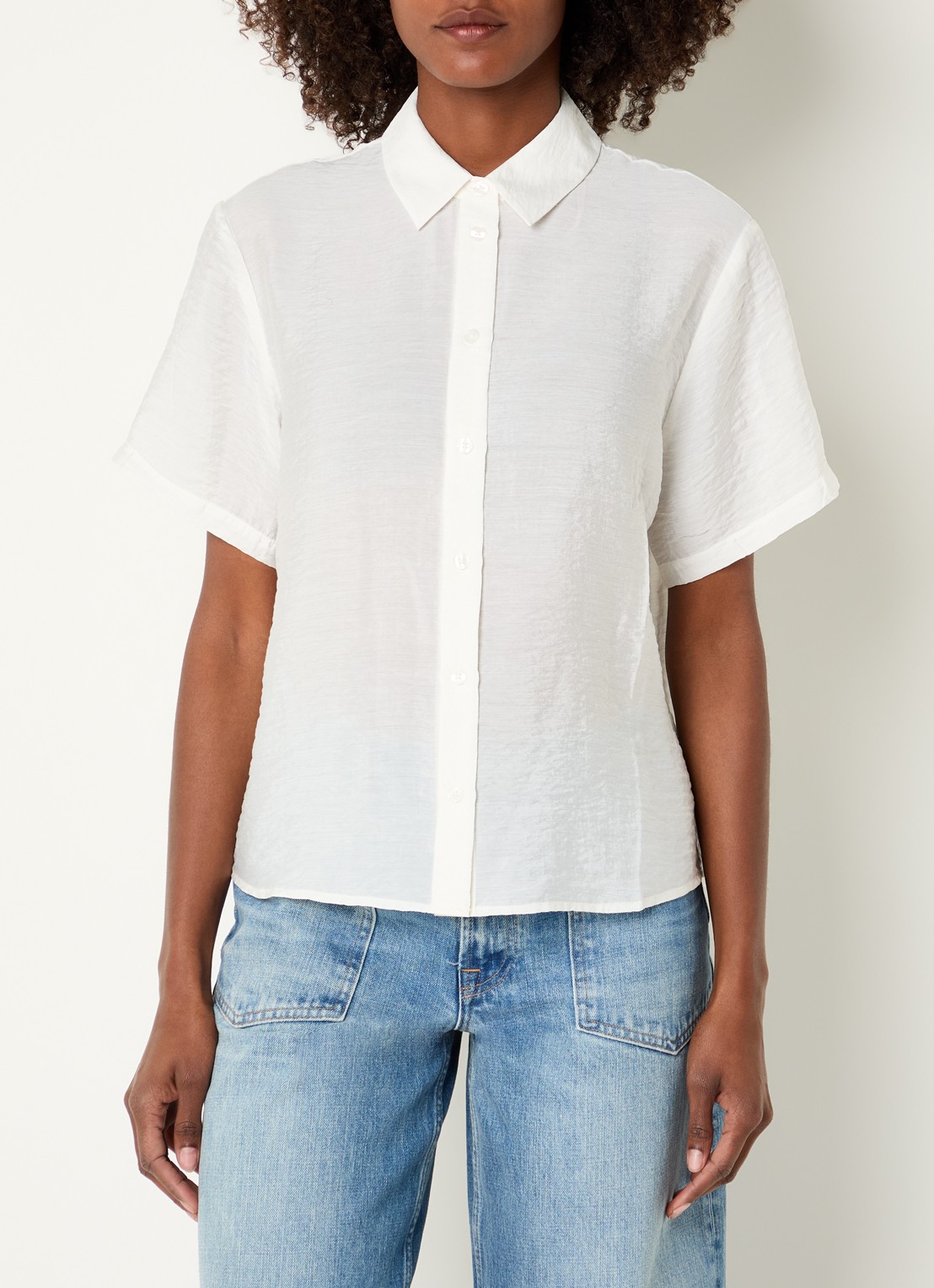 SAMSØE SAMSØE Saminna semi-transparante blouse in zijdeblend met structuur - detail 2 gebroken wit