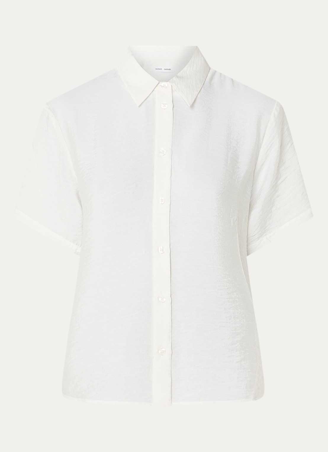 SAMSØE SAMSØE Saminna semi-transparante blouse in zijdeblend met structuur - voorkant 3 gebroken wit